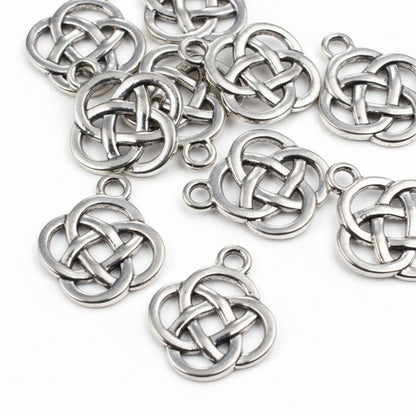 20 Celtic Knot Charms Silver Metal Pendants Irish Heritage DIY Craft Supplies