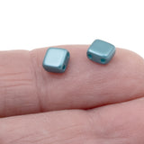 50 Pastel Blue Zircon Tile Mini Beads, 5mm Square 2-Hole Czech Glass Beads