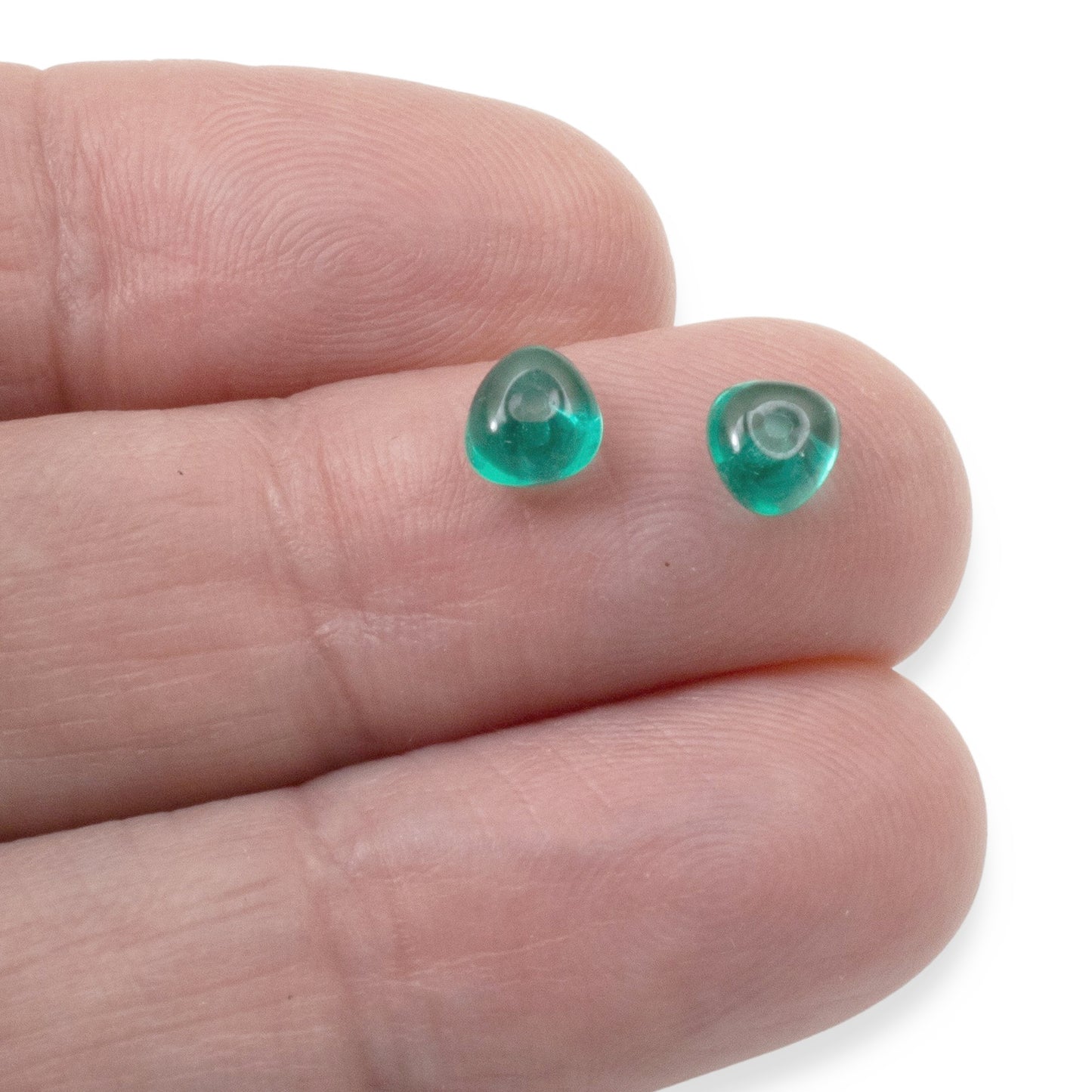 50 Teal Green Potato-Shaped Beads - Czech Glass - 4x6mm for Jewelry Making