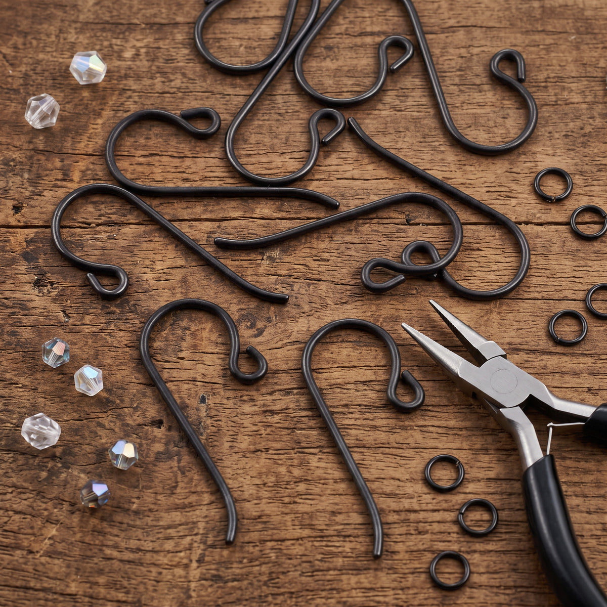 Black Niobium Small Loop Ear Wires 50-Pack: Hypoallergenic Bulk French Hook