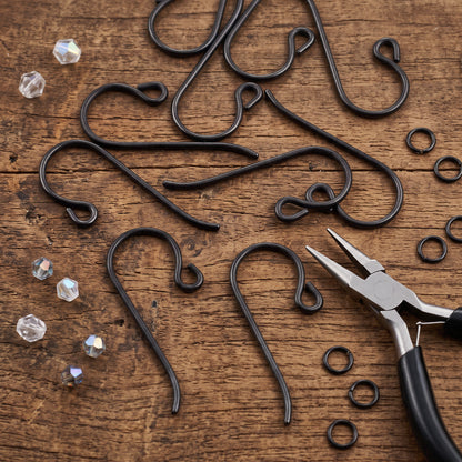 Black Niobium Small Loop Ear Wires 50-Pack: Hypoallergenic Bulk French Hook