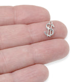 25 Dollar Sign Charms, Mini Stainless Steel Money Charms for Jewelry Making
