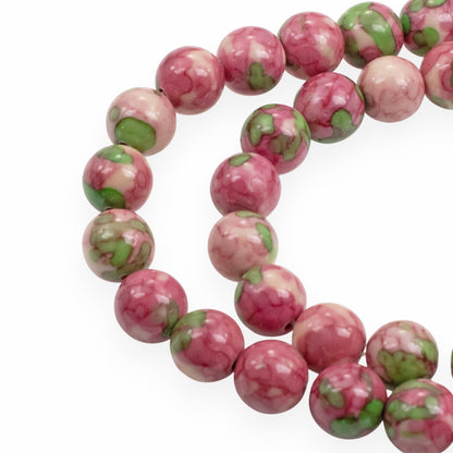 Pink Rain Flower Stone Beads: 8mm Natural Gemstone Spring Garden Jewelry 15" Strand