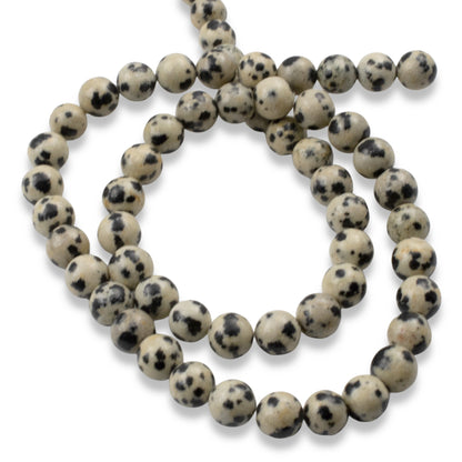 Dalmatian Jasper Beads: 6mm Round Spotted Natural Gemstone Strand Tan Gray Black Jewelry Making Supplies 58pcs