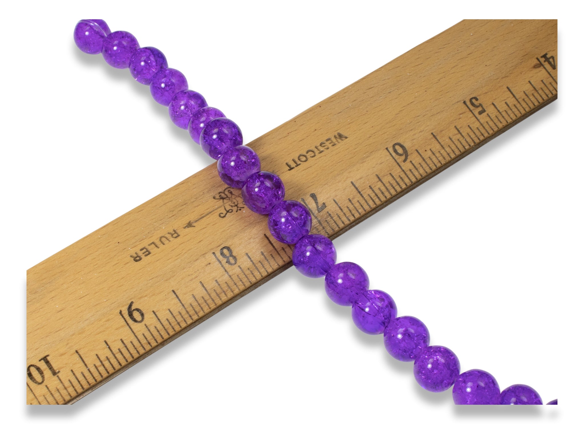Purple & Clear 8mm Round Glass Crackle Beads | Hackberry Creek