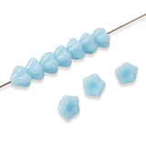 50 Baby Bell Flower Beads - Light Blue - Czech Glass - 4x6mm Opaque Mini Flowers
