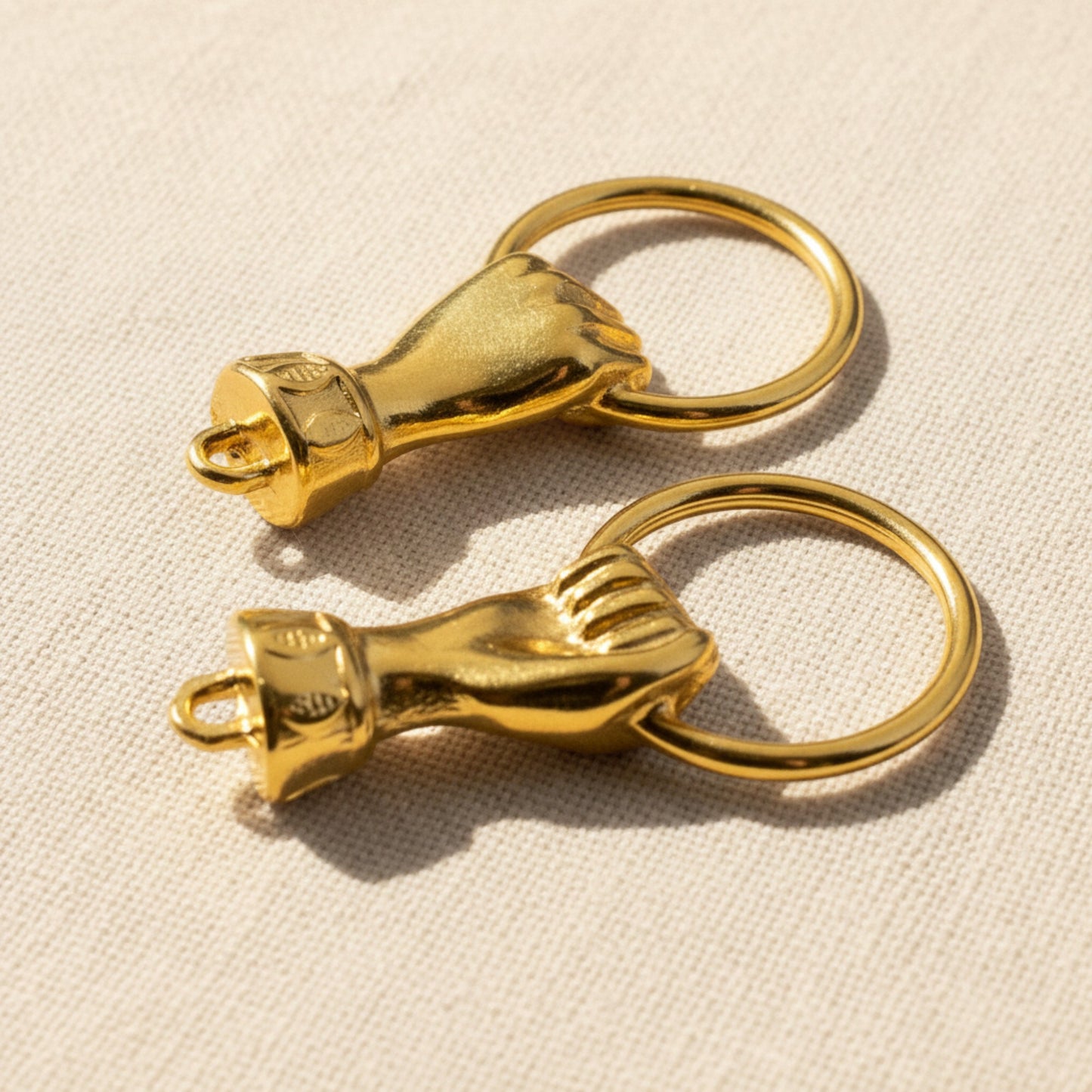 Hand Holding Ring Connector Gold Plated: Charm Holder Boho Pendant 2-Pack