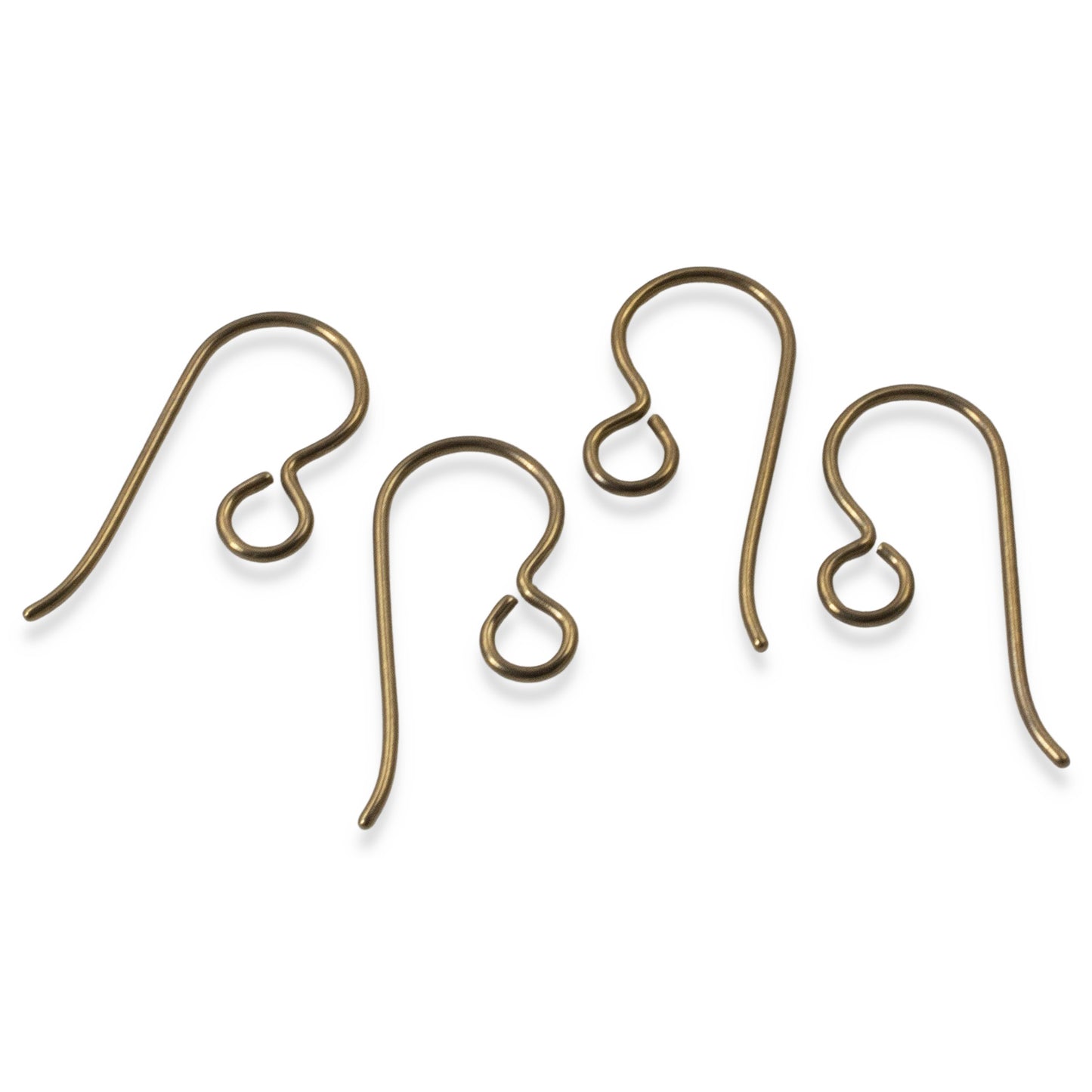 10 Antique Brass Niobium Ear Wires - Regular Loop - Hypoallergenic Earring Hooks