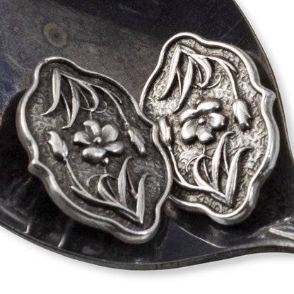 Silver Flower Button Clasp: Antique Silver Leather Cord Closure 2-Pack