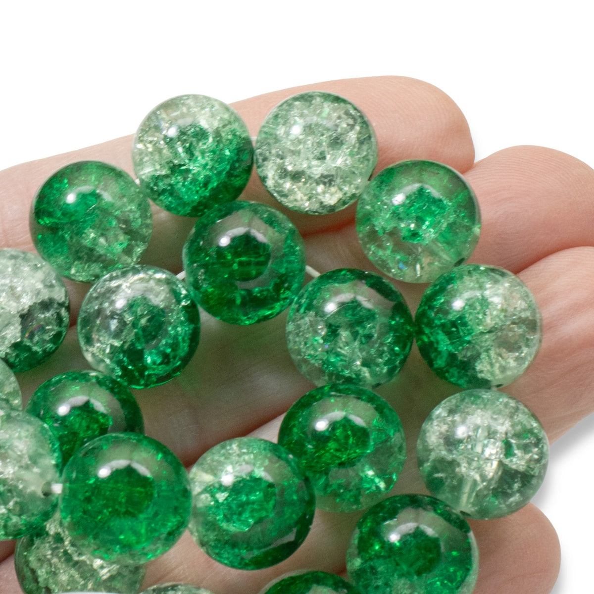 Large Christmas Beads, 20-Pack Bold Emerald Green Clear 12mm, Statement Jewelry