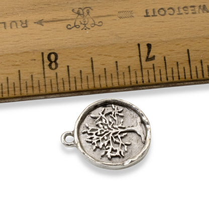 Tree of Life Medallion Charms Antique Silver 2-Pack, Spiritual Jewelry Making
