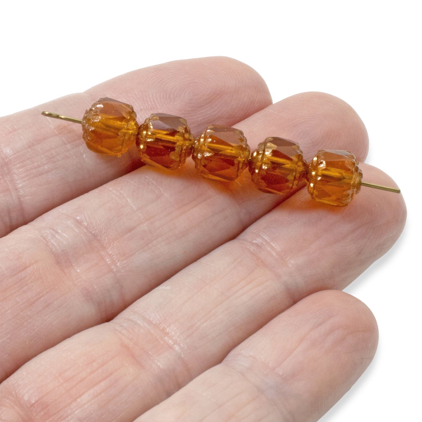 Topaz Faceted 8mm Crown Cathedral Beads, 12-Pack Czech Glass, Premium Jewelry Making Supplies