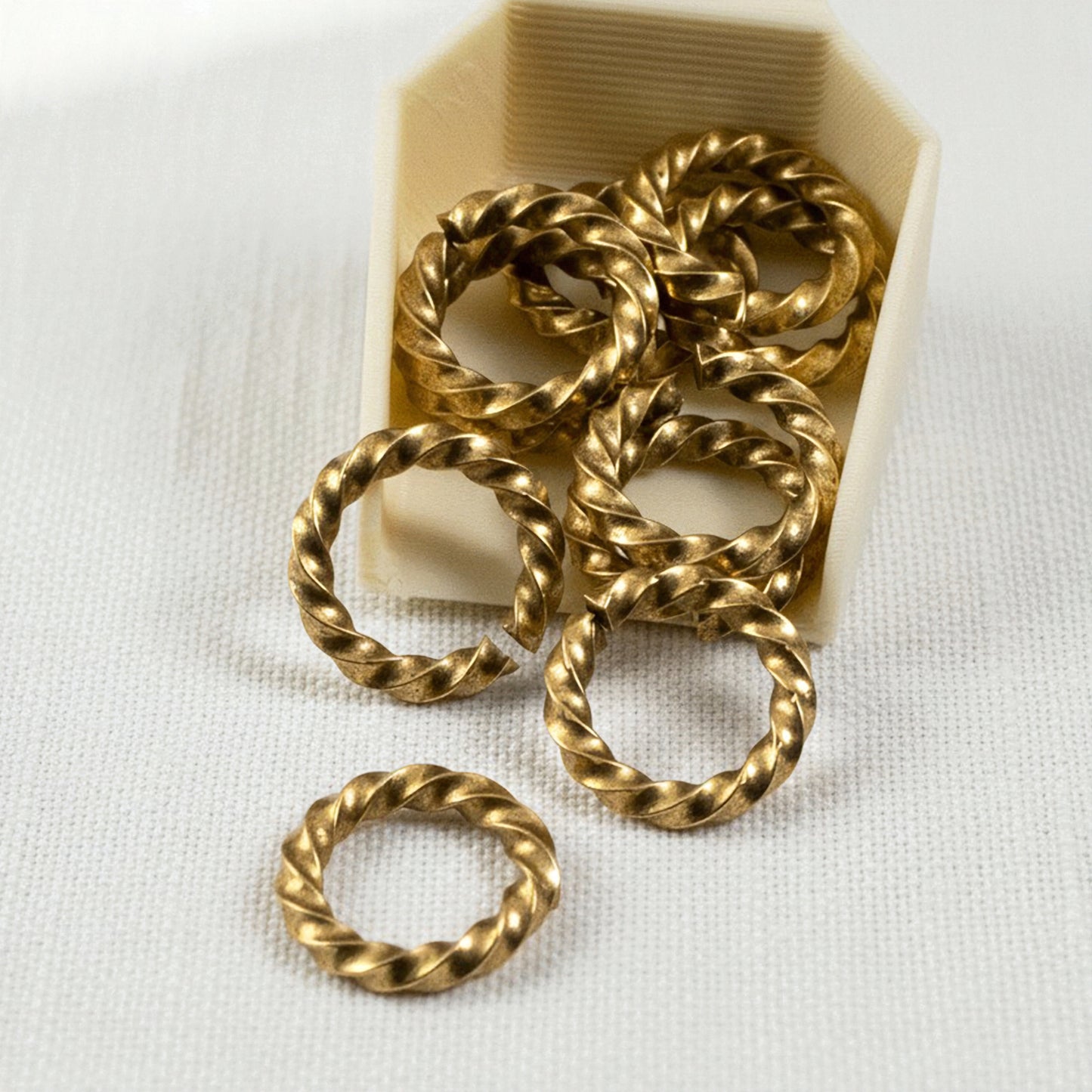 Large Antique Gold Rope Jump Rings: 10-Pack Charm Necklace Connectors
