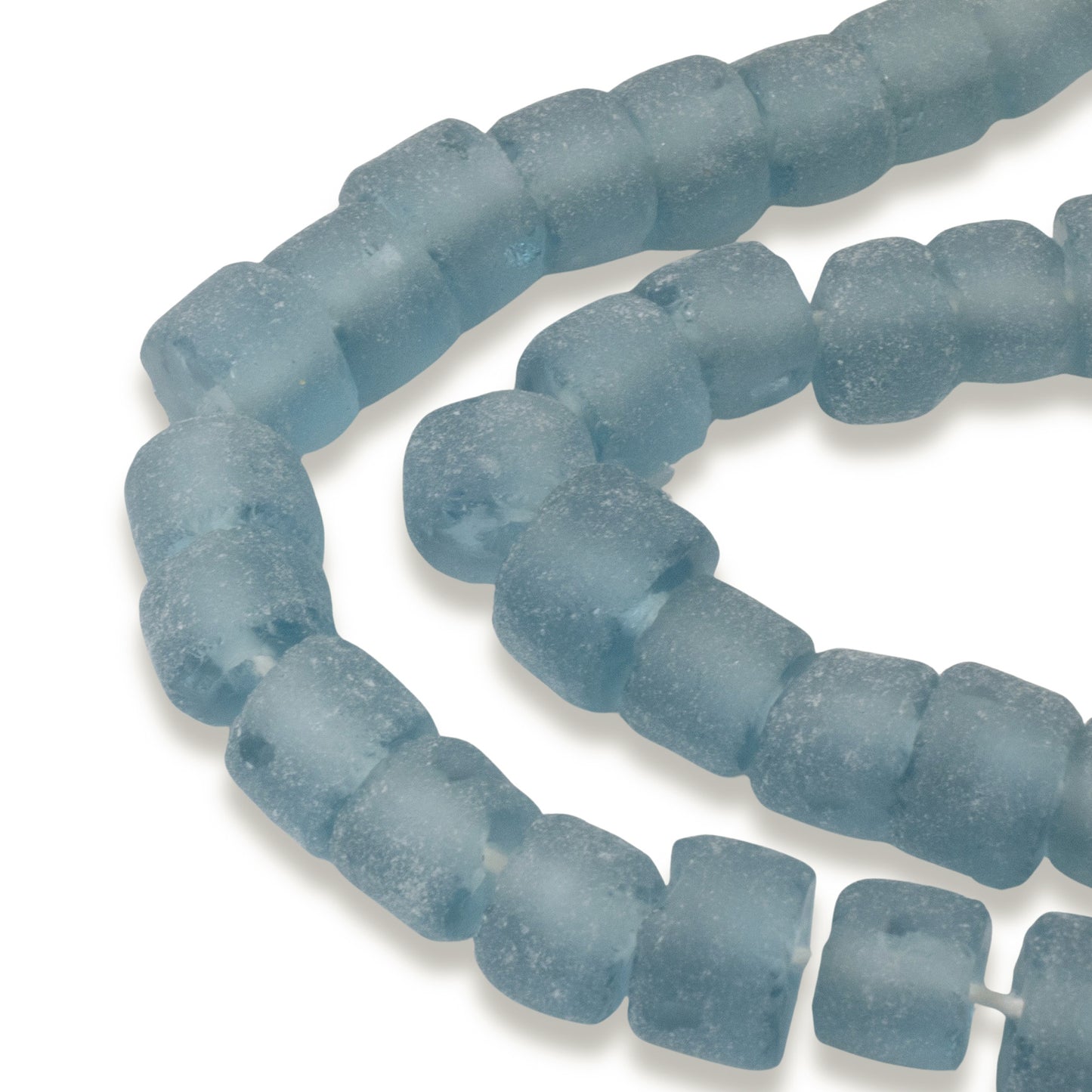 Blue Green Sea Glass Beads: 50 Recycled Matte Rondelle Beach Jewelry
