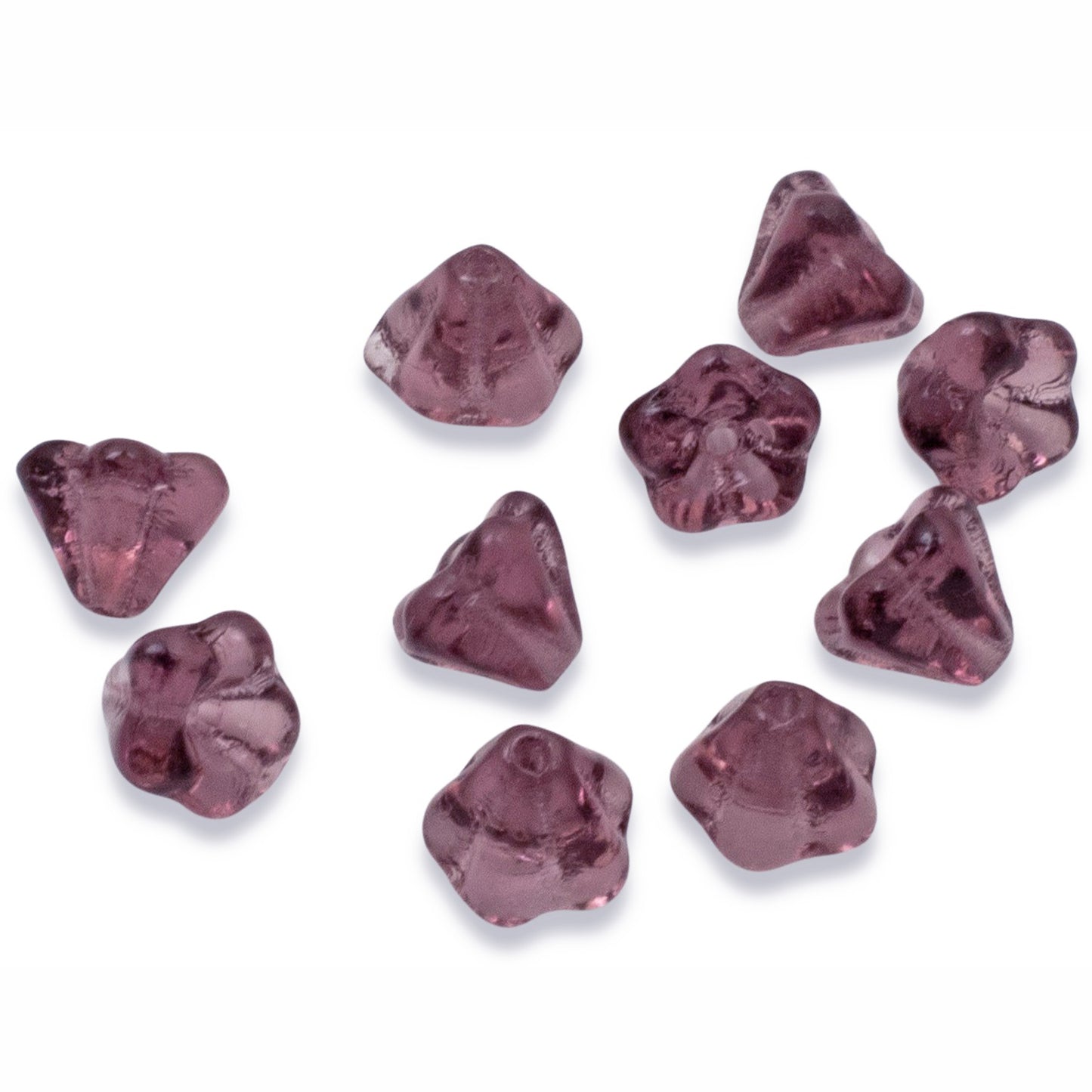 100pcs Amethyst Czech Glass Mini Bell Flower Beads, 4x6mm Purple Jewelry Making