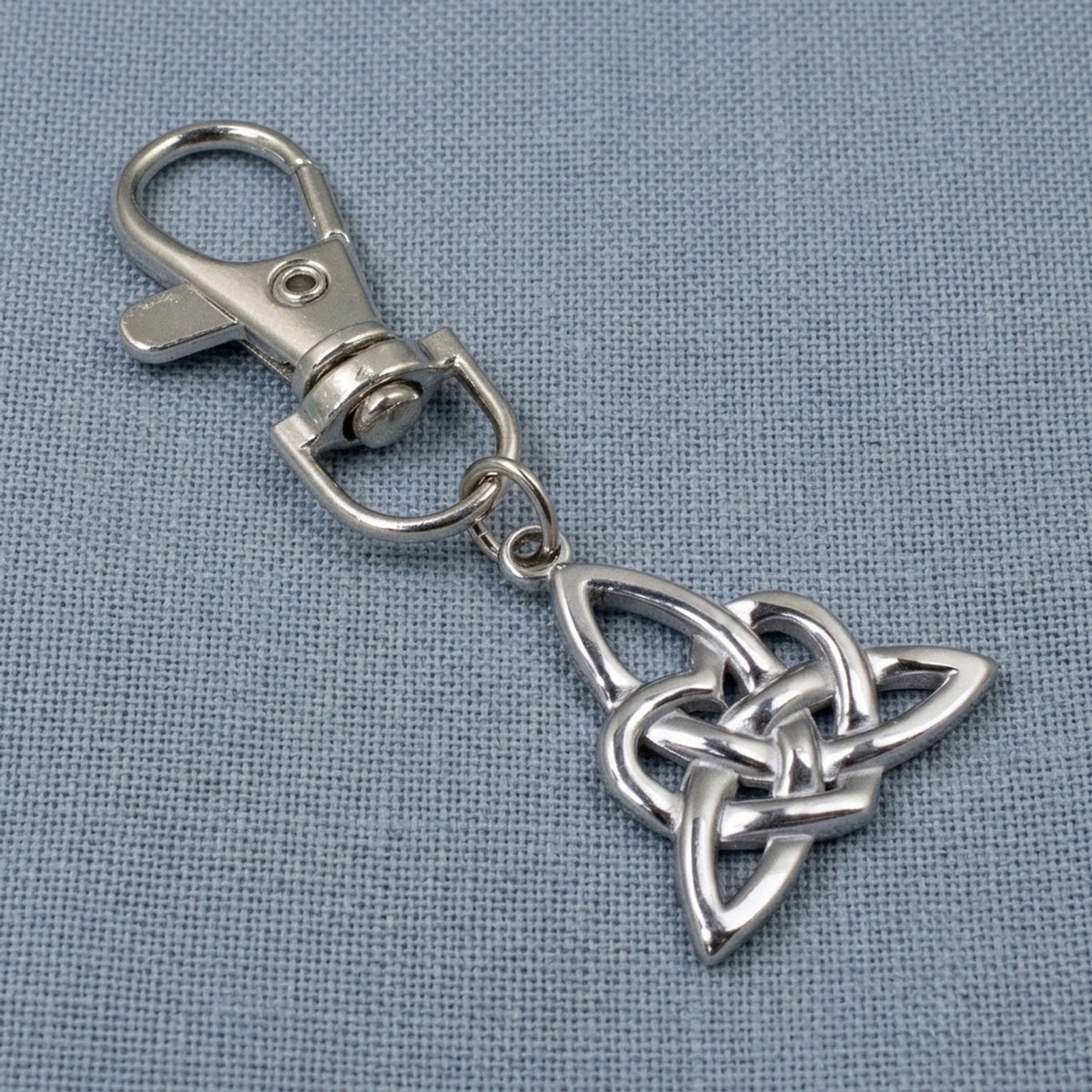 Celtic Triangle Keychain, Irish Heritage Bag Charm, Silver Celtic Knot Accessory