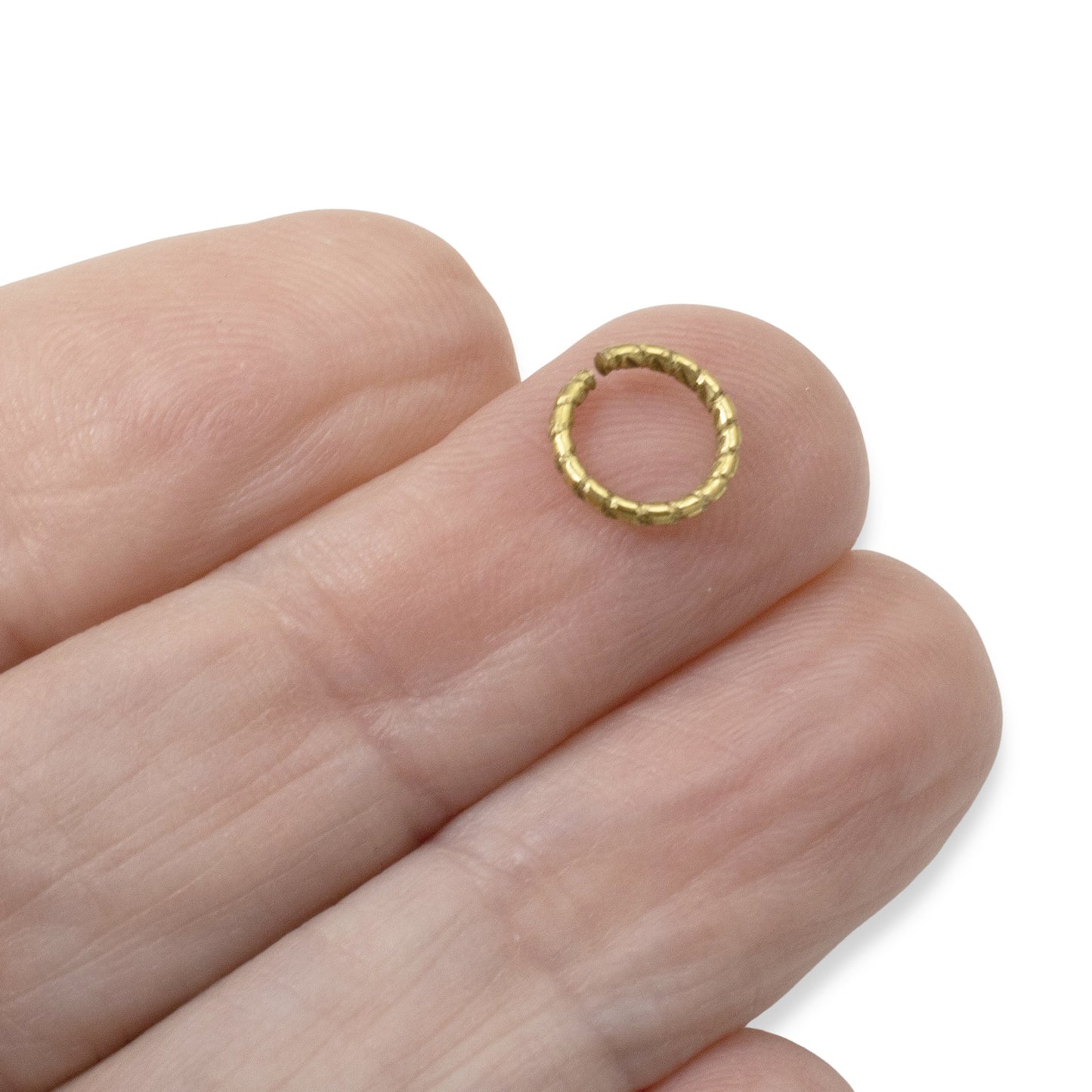 Circle Jump Rings Antique Gold Plated, 20-Pack 9mm Textured Findings