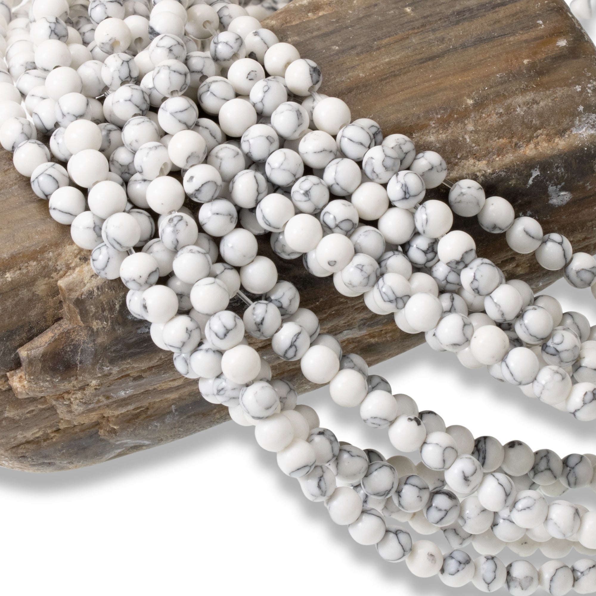 4mm White Howlite Round Stone Beads | Hackberry Creek