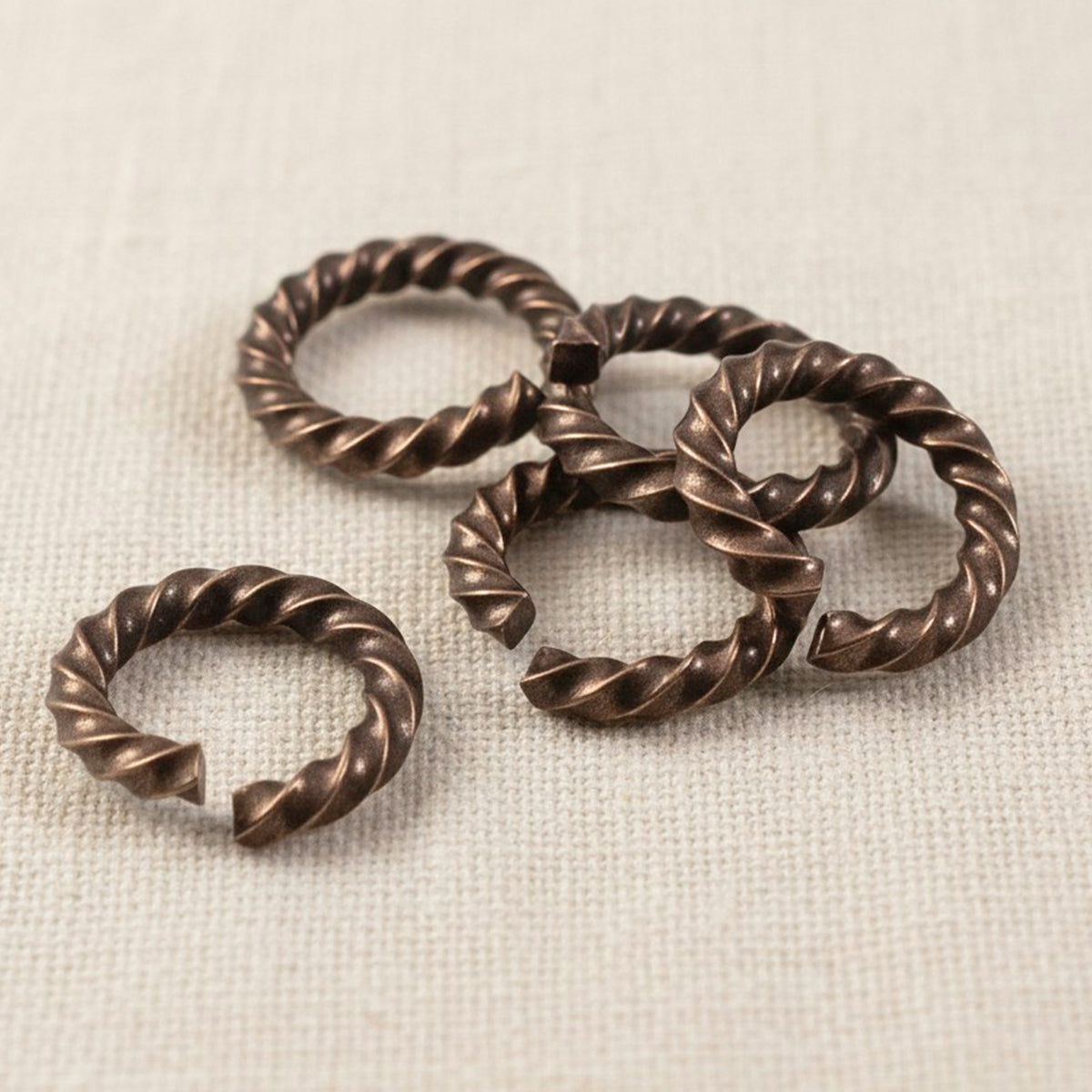 Copper Rope Jump Rings: 14 Gauge Twisted Artisan Charm Connectors 10 Pack