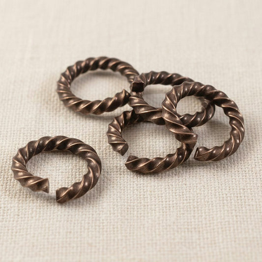 Copper Rope Jump Rings: 14 Gauge Twisted Artisan Charm Connectors 10 Pack