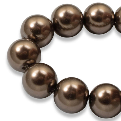 10mm Chocolate Brown Glass Pearls 7 Inch Strand, Rustic Wedding Jewelry