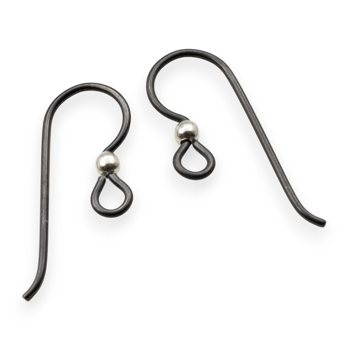 10 Black Niobium Ear Wires + 2.5mm Sterling Silver Bead Accent - Hypoallergenic