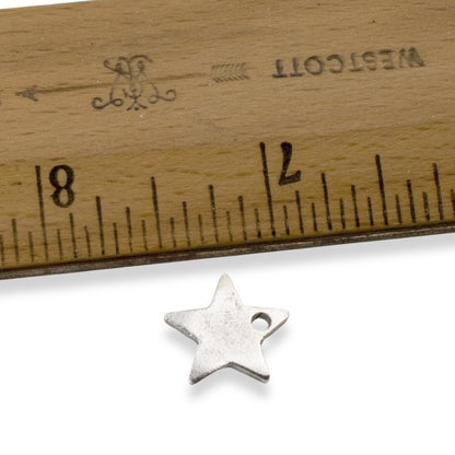 Celestial Silver Star Charms, 2Pc Metal Stamping Flat Tags, Personalized Earring and Charm Necklace Supplies