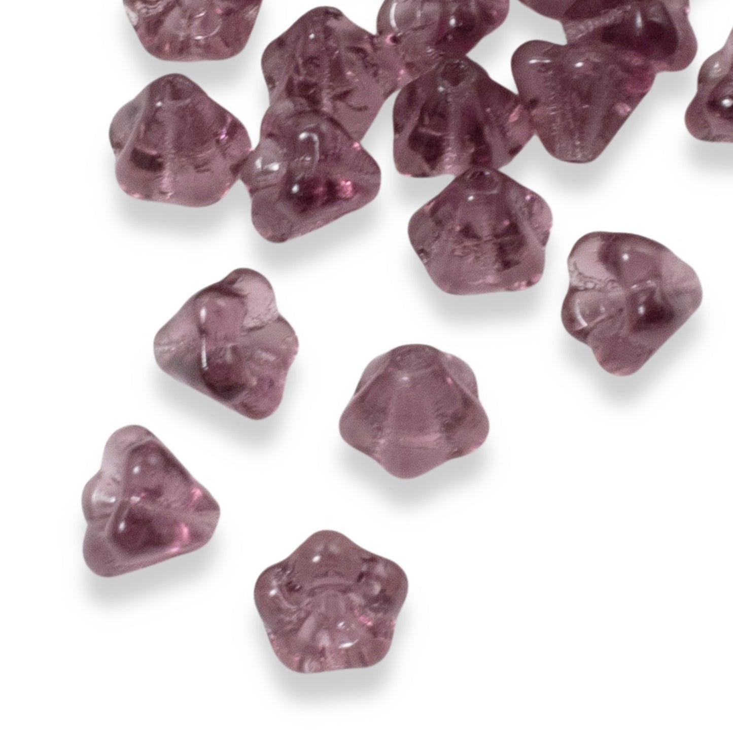 100pcs Amethyst Czech Glass Mini Bell Flower Beads, 4x6mm Purple Jewelry Making