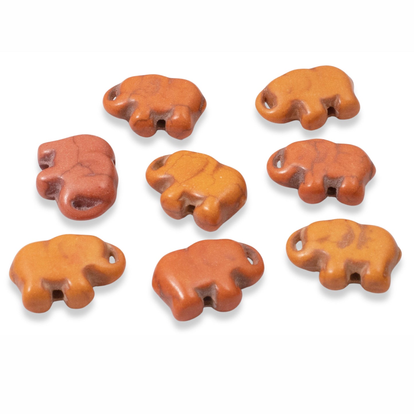 20 Orange Elephant Beads - Small Lucky Elephants - Animal Beads for DIY Jewelry