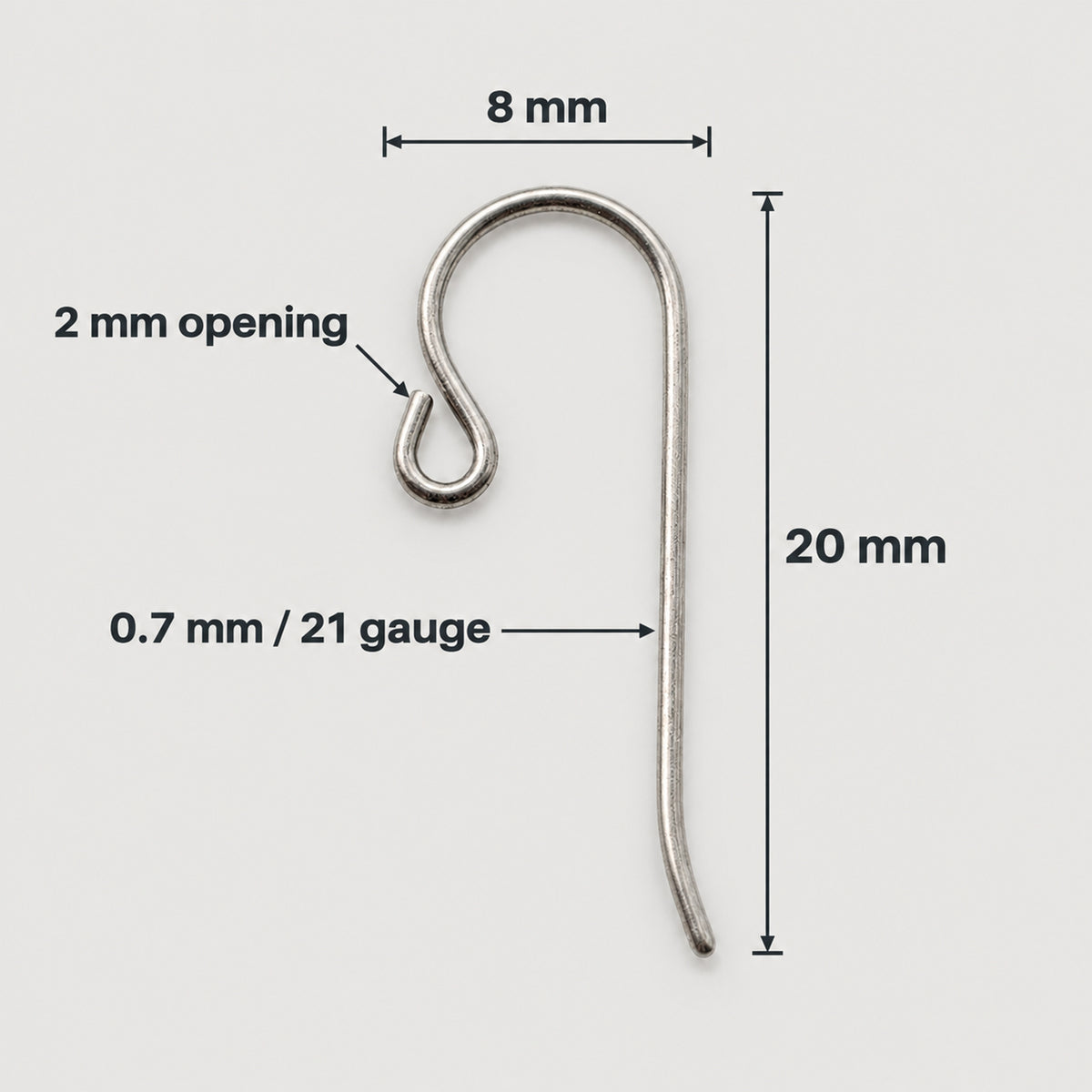 Titanium Small Loop Ear Wires 50-Pack, Hypoallergenic Earring Hooks USA Made