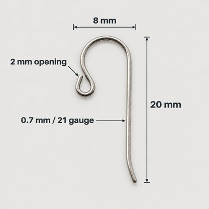 Titanium Small Loop Ear Wires 50-Pack, Hypoallergenic Earring Hooks USA Made