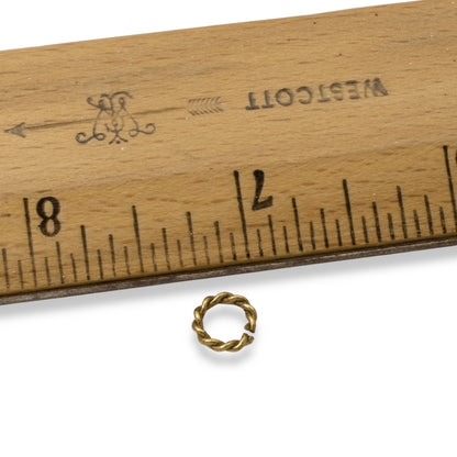 Antique Gold Rope Jump Rings: 10-Pack Mini Charm Necklace Connectors DIY Jewelry