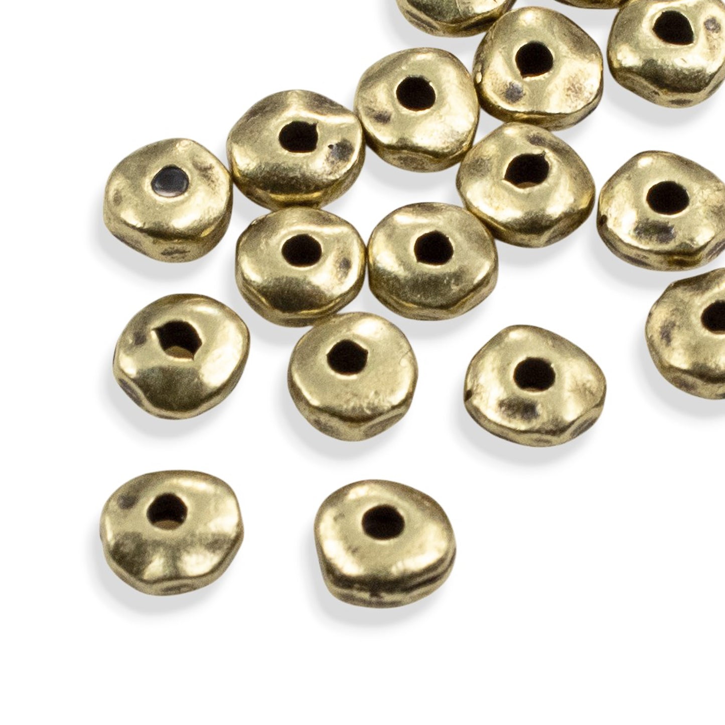 Antique Brass 5mm Nugget Spacer Beads: 25Pcs Organic Shape Pewter Boho Supplies