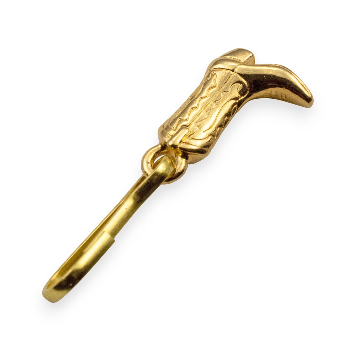 Cowgirl Boot Zipper Charm: Gold Plated Western Southwestern Bag Keychain Clip