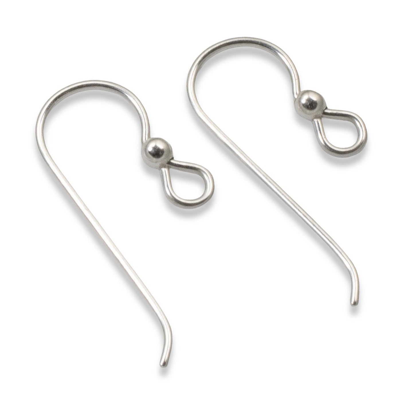 Sterling Silver Ear Wires with 2.5mm Bead 10-Pack, USA Made French Hook Earring Findings