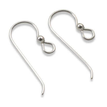 Sterling Silver Ear Wires with 2.5mm Bead 10-Pack, USA Made French Hook Earring Findings