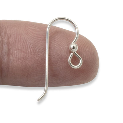 Sterling Silver Ear Wires with 2.5mm Bead 10-Pack, USA Made French Hook Earring Findings