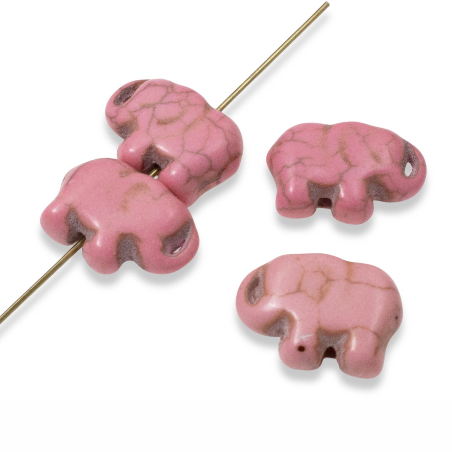 20 Pink Elephant Beads - Small Lucky Elephants - Animal Beads for DIY Jewelry