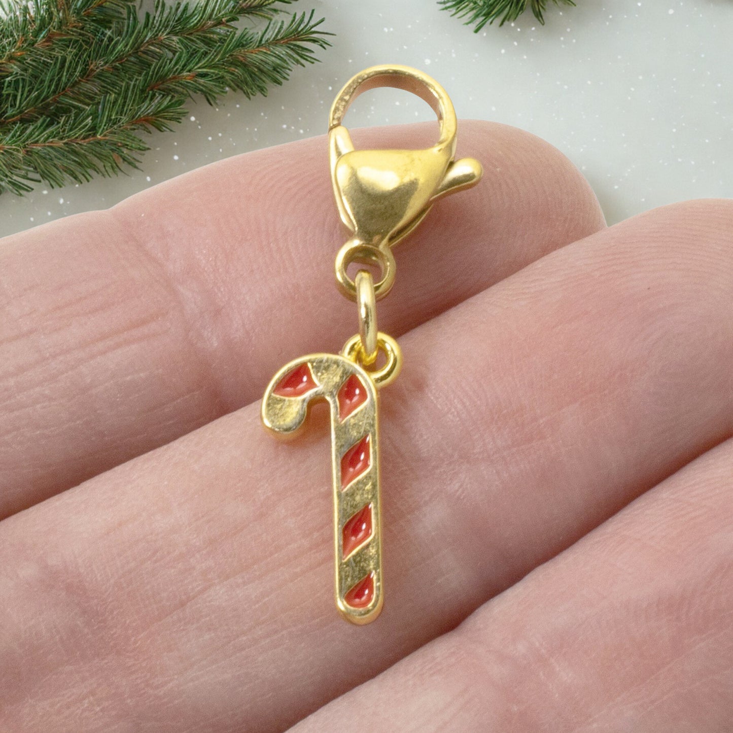 Gold Christmas Stocking Clip-On Charm, Holiday Bracelet Charm, Festive Accessory