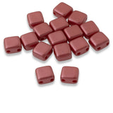 50 Terracotta Brown Tile Mini Beads, 5mm Square 2-Hole Czech Glass Beads