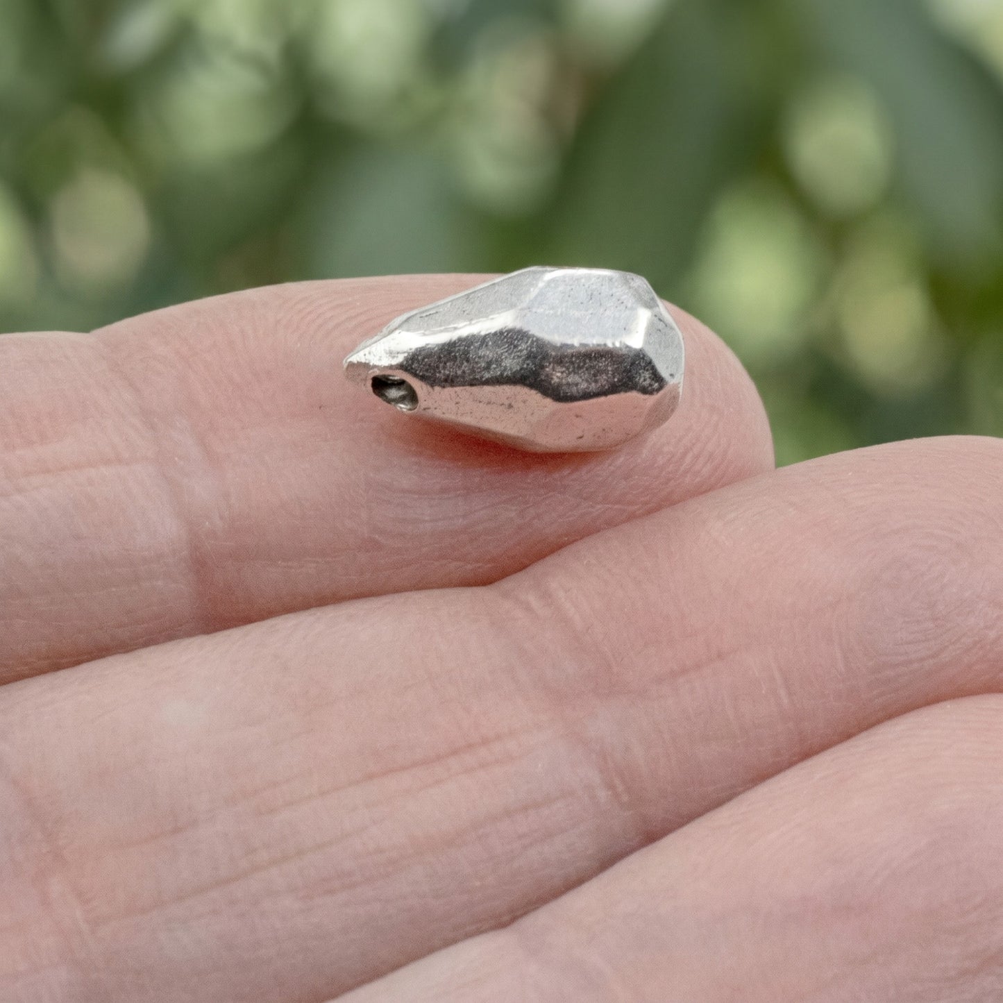 Teardrop Beads, Faceted Antique Silver Pewter Drop Beads, 2 Pack for Earrings, Boho Jewelry Making Supply