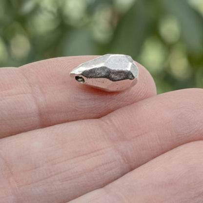 Teardrop Beads, Faceted Antique Silver Pewter Drop Beads, 2 Pack for Earrings, Boho Jewelry Making Supply