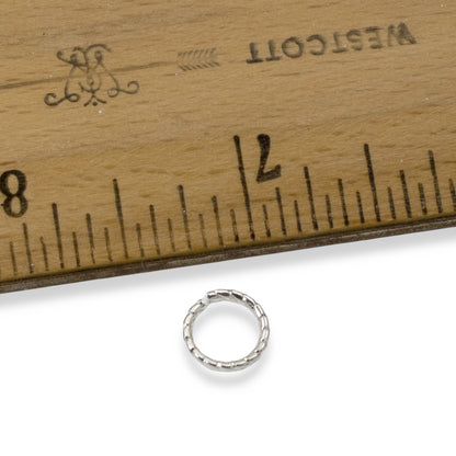 Circle Jump Rings Sterling Silver Plated, 20-Pack 9mm Textured Findings