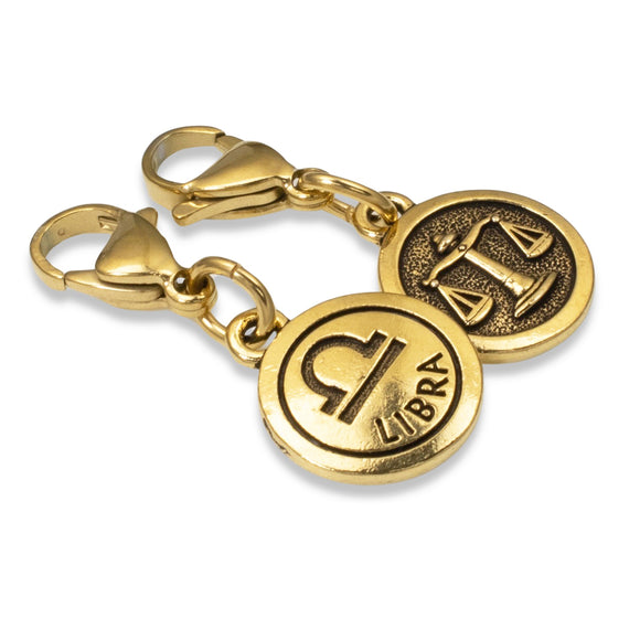 Libra Clip-on Charm, 22k Gold Plated Accessory for Bags & Jewelry, Zodiac Gift