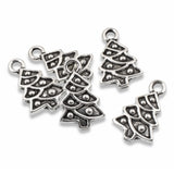 5 Silver Christmas Tree Charms, TierraCast Holiday Charm for DIY Jewelry Making