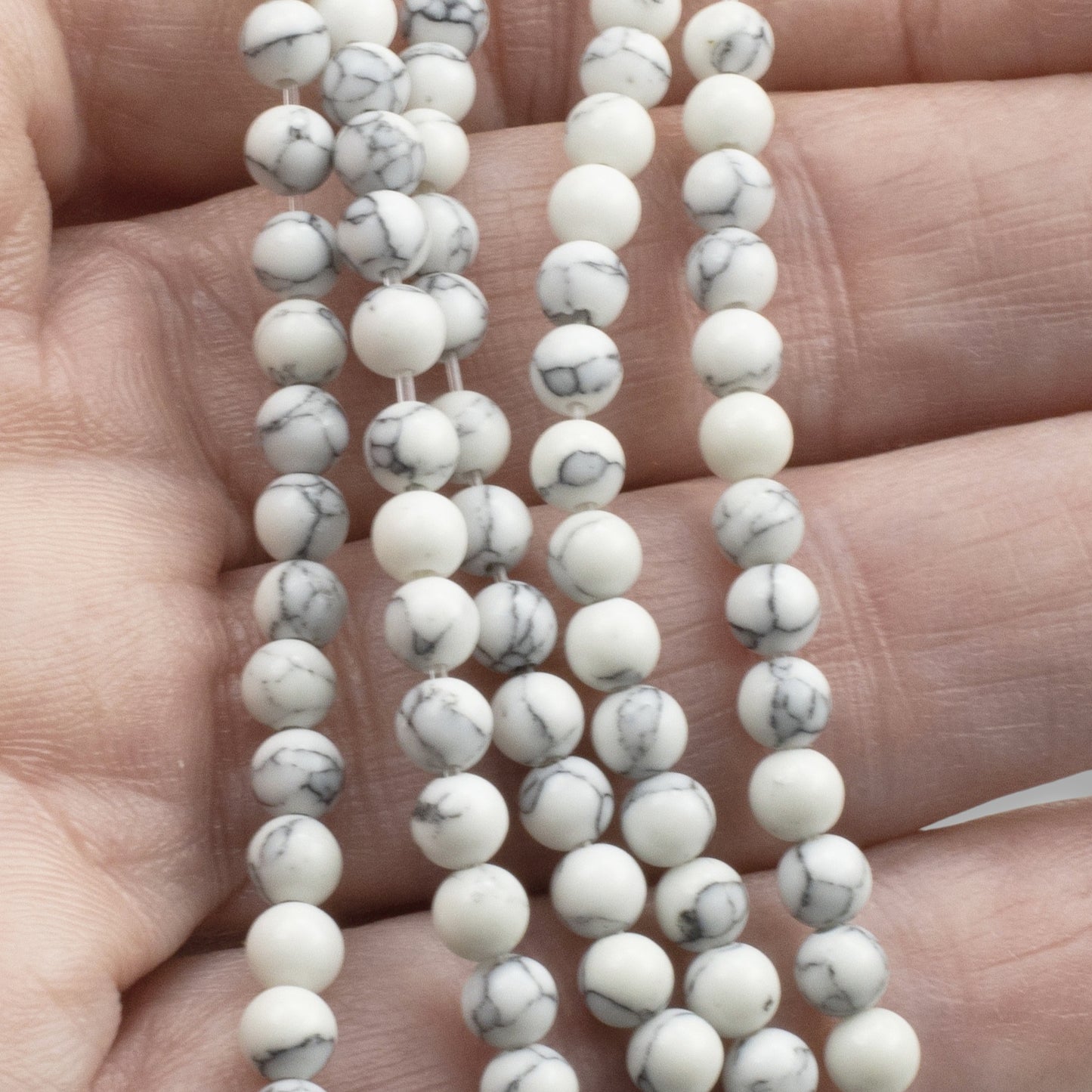 White Howlite Beads: 4mm Round Natural Gemstone Strand Jewelry Making 90pcs