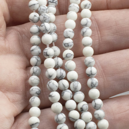 White Howlite Beads: 4mm Round Natural Gemstone Strand Jewelry Making 90pcs