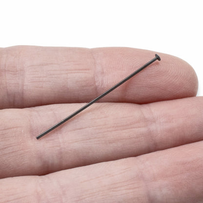 Black Niobium Head Pins 20G 1.5" Hypoallergenic USA Made 20pk for Sensitive Ears