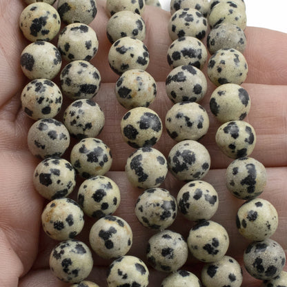 Dalmatian Jasper Beads 8mm, Natural Spotted Stone Beads, Earthy Gemstone, 15" Strand