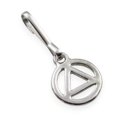Recovery Silver Triangle Zipper Charm , Sobriety Clip-On, Inspirational Symbol Gift
